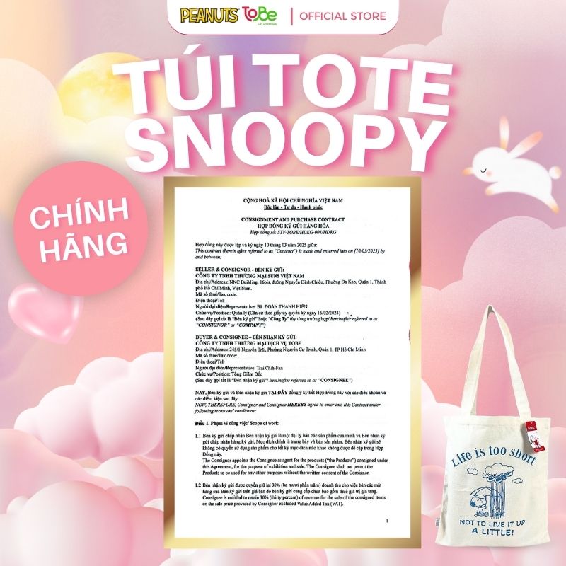 túi tote vải canvas snoopy unisex đi học